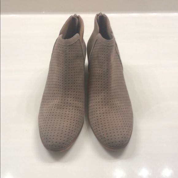 Susina Kyle Perforated Tan Suede Ankle Booties - Picture 7 of 11